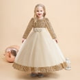 thumbnail image 2 of newwalpole Girls Velvet Christmas Dress for Girls Long Sleeve Velvet Sequin Tutu Winter Party Holiday Dress Yellow for Size 9-10 Years, 2 of 9