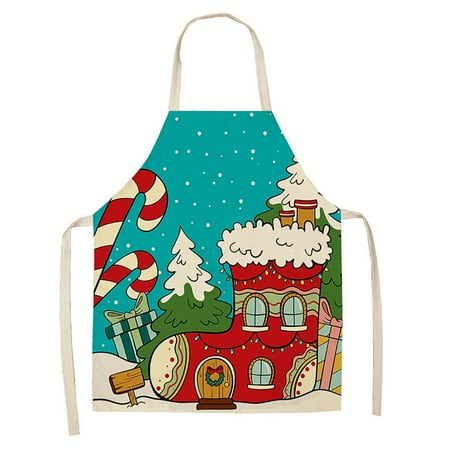 

Jangslng Linen Christmas Design Santa Claus Home Kitchen Cooking Baking Party Prop Apron