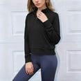 thumbnail image 5 of Stamzod Cropped Sweatshirts for Women 2025 Solid Color Quarter Zip Pullover Women Tops with Pocket Fall Fashion Must Haves Black L, 5 of 7