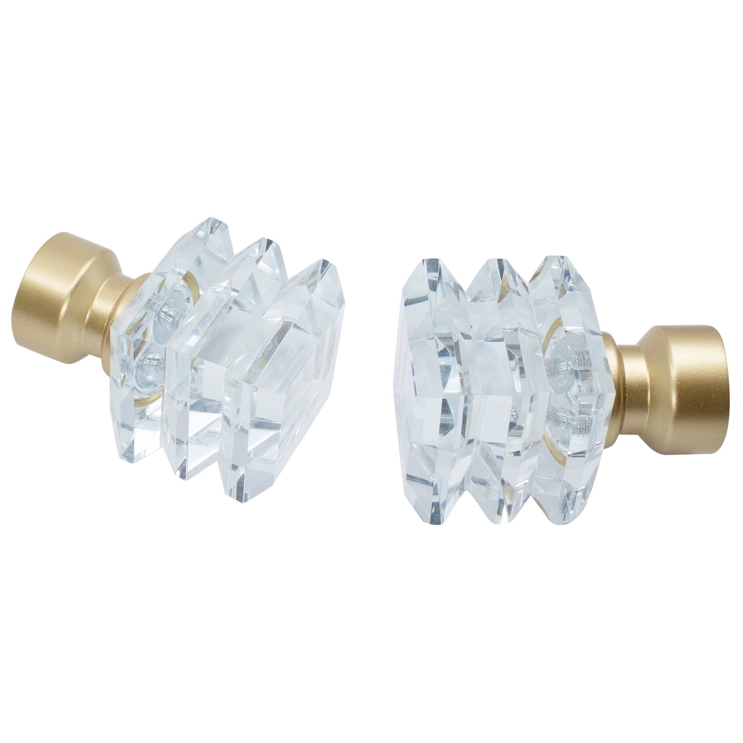 MERIVILLE Lione 1-Inch Diameter Single Window Treatment Curtain Rod, Crystal Finial (84"-120", Royal Gold)