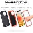 thumbnail image 3 of Compatible with iPhone 12 Case/iPhone 12 Pro Case 6.1-Inch (2020), Heavy Duty Defender 3-Layer Rugged Shockproof Drop Protective Cover Phone Cases for iPhone 12/12Pro, Dark Grey/Orange, 3 of 7