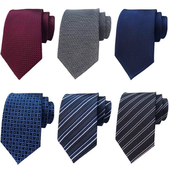 6 PCS Men's Necktie Classic Silk Tie Woven Jacquard Striped Neck Ties