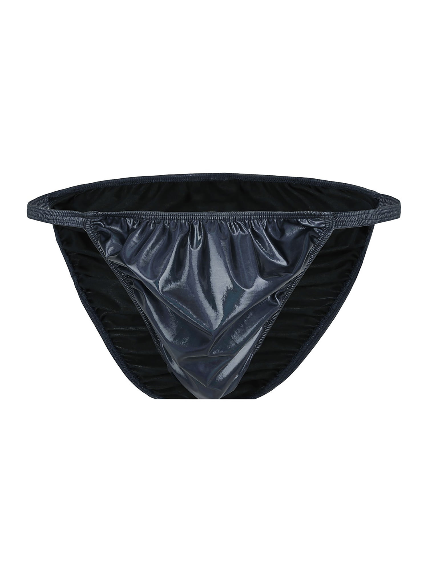 YiZYiF Mens Faux Leather Underwear Pouch Boxer Swim Trunk Shorts