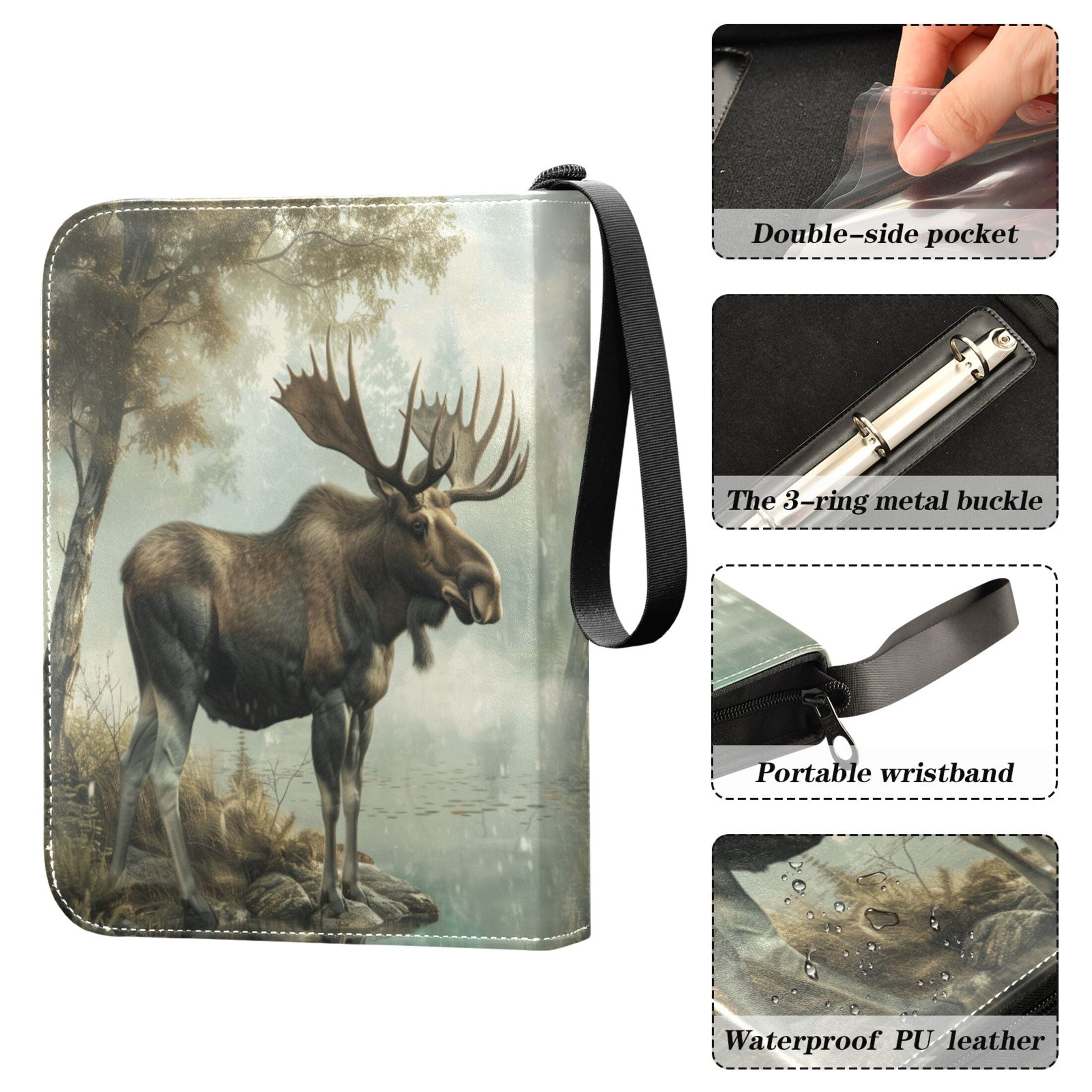 Trading Card Binder Album 400 Pockets 50 Removable 4-Pocket Pages Waterproof Moose on Misty Lake