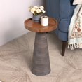 thumbnail image 2 of Modern Round Solid Wood Side Table with Tray Top – Handmade Accent Table for Living Room, Bedroom & Entryway – Rustic Contemporary End Table Gray, 2 of 5