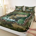 thumbnail image 4 of jejeloiu Camo Bass Fishing Bed Sheets,Wood Farmhouse Print Full Size Sheets For Boys,Green Black,4pcs,1 Flat Sheet, 1 Fitted Sheet and 2 Pillowcases, 4 of 6