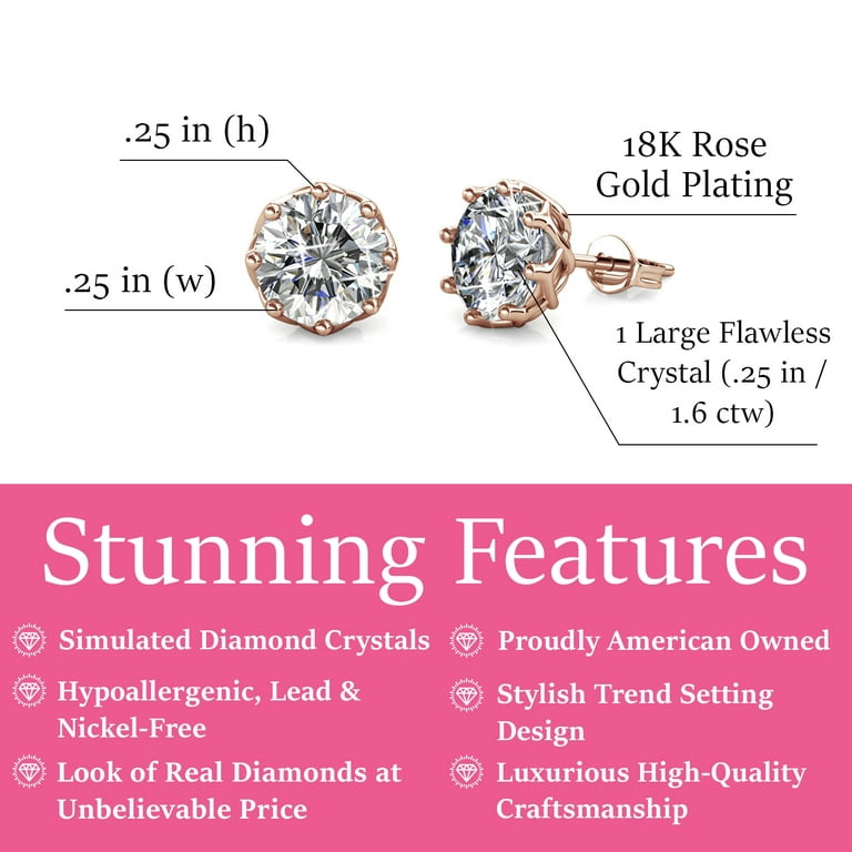 Stylish Rose Gold Diamond Earrings 18K Rose Gold