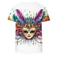 thumbnail image 4 of QQAMB Mardi Gras Shirt for Women Crewneck Carnival Outfits Holiday Party Short Sleeve Graphic Tees Purple M, 4 of 6