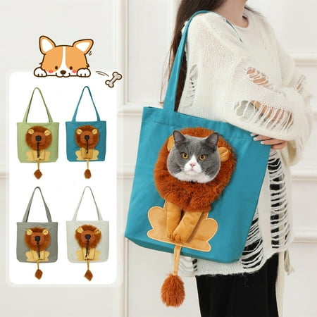 Xeyise Lion-Shaped Pet Carrier Portable Outdoor Travel Comfortable Dog Carrying Canvas Shoulder Bag for Small Animal