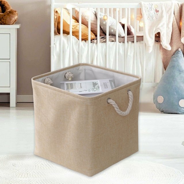 Fiudx Ofertas relámpago del día, solo en línea Cesta de almacenamiento de lino Cesta de ropa sucia plegable Cesta de almacenamiento portátil de gran capacidad para el hogar