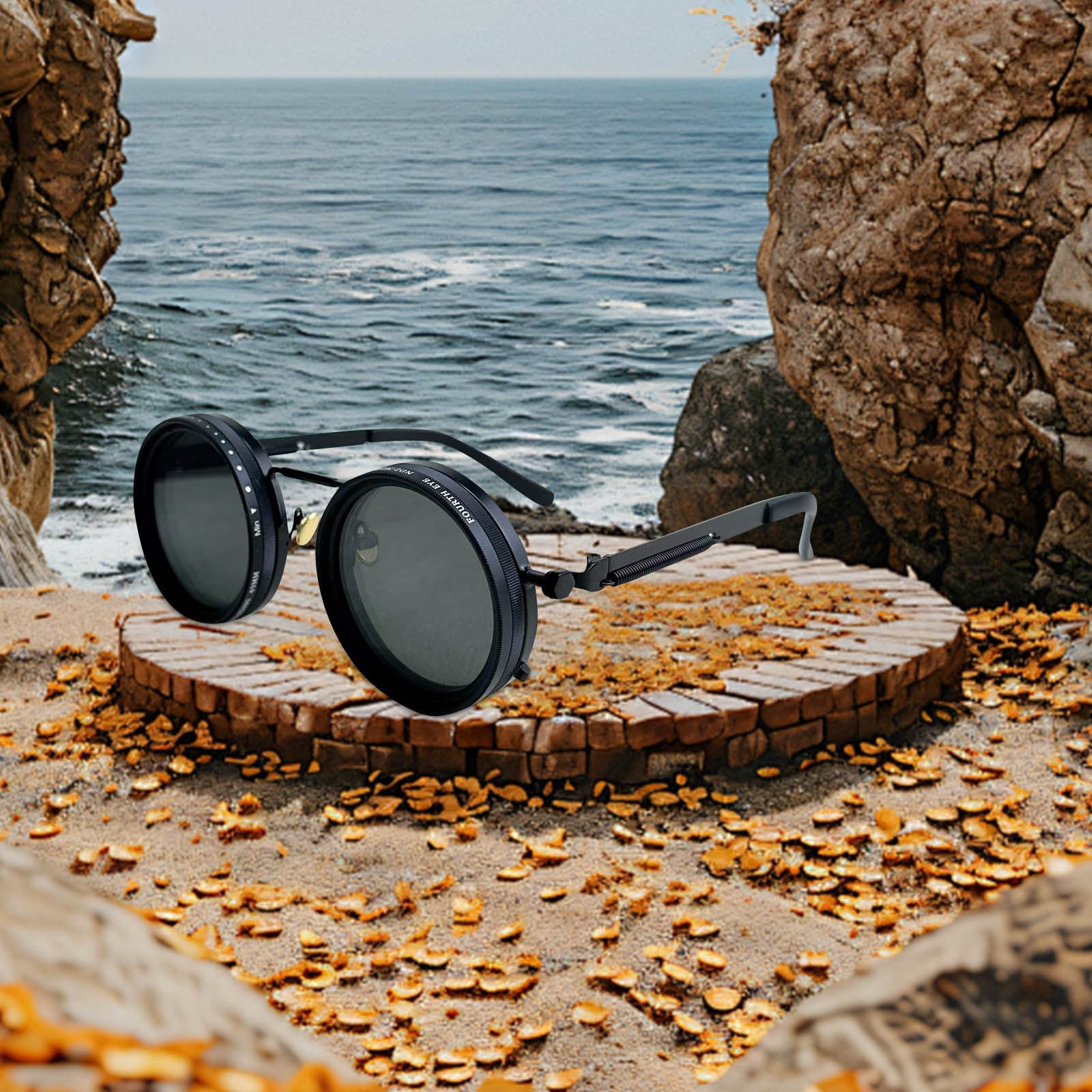 Adjustable Tint Sunglasses for Men, 1-9 Gears Polarized Round Lenses with ND Filter, Retro Beach Sunglasses for Outdoor Activities, Stylish & Functional Shade Glasses