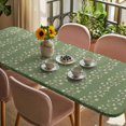 thumbnail image 3 of Sage Green Floral Table Cloths for 8 Foot Rectangle Tables, Spring Flowers Patio Waterproof Elastic Fitted Tablecloths, Washable Rectangular Table Cover for Camping, 3 of 8