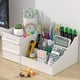 thumbnail image 4 of Organizador de maquillaje con cajones: organizador de encimera para cosméticos, soporte de tocador para lápiz labial, brochas, lociones, sombra de ojos, esmalte de uñas y joyas (blanco), 4 of 5