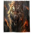Bestwell Flame Tiger Shower Curtain Waterproof Fabric with 12 Hooks