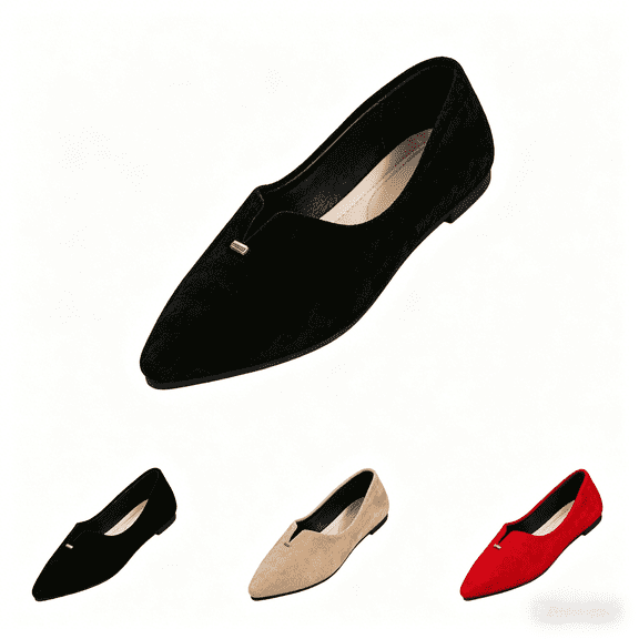 Domuza Women's Casual Slip-On Shoes, Versatile Flat Sole Footwear for Everyday Wear, Comfortable for Work and Casual Outings Black 6.5（EU-37）