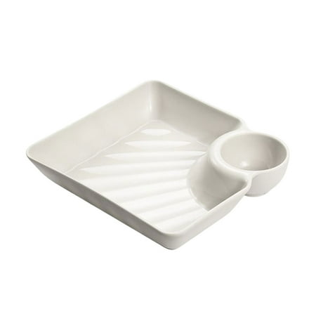 

Dumpling Plate with Vinegar Space Snack Cookie Meal Platter Japanese Style Divided Food Tray Tableware Dinnerware