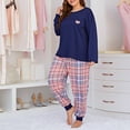 thumbnail image 4 of Plus Size Pajama Set for Women Casual Crewneck Long Sleeve Top and Plaid Pants 2 Piece Outfits Loungewear Sleepwear, 4 of 4