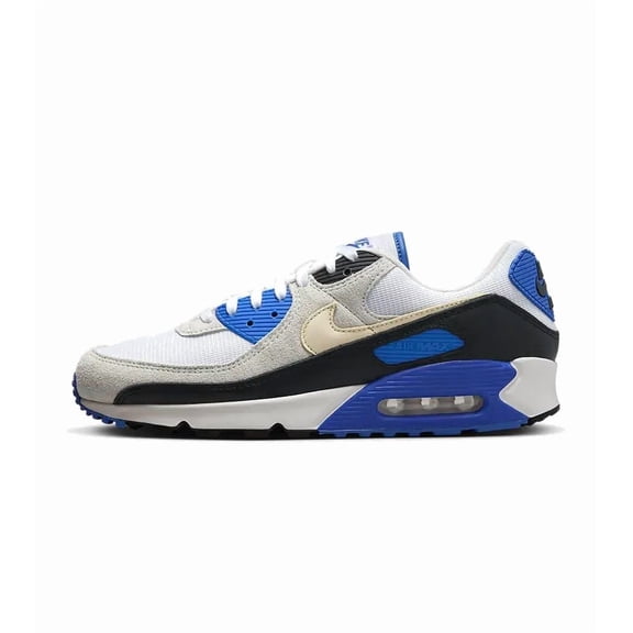 Nike Air Max 90 Premium White Khaki Racer Blue Men's Shoes Sneakers HF3449-100 Men's U.S. Shoe Size 10