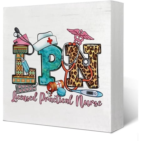 LPN Gifts for Nurses - Nurse Office Decor Nurse Gifts for Women Nurses Week Gifts Nurse Appreciation Gifts LPN Licensed Practical Nurse Wood Box Sign Desk Decor 5x5