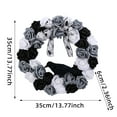 thumbnail image 3 of Hvmvliv Halloween Rose Wreath with Crow and Bow, Front Door Hanging Wreaths for Porch Halloween Decoration Black, 3 of 6