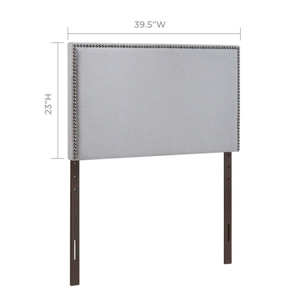 Hawthorne Collections Modern Fabric Upholstered Twin Panel Headboard in Sky Gray