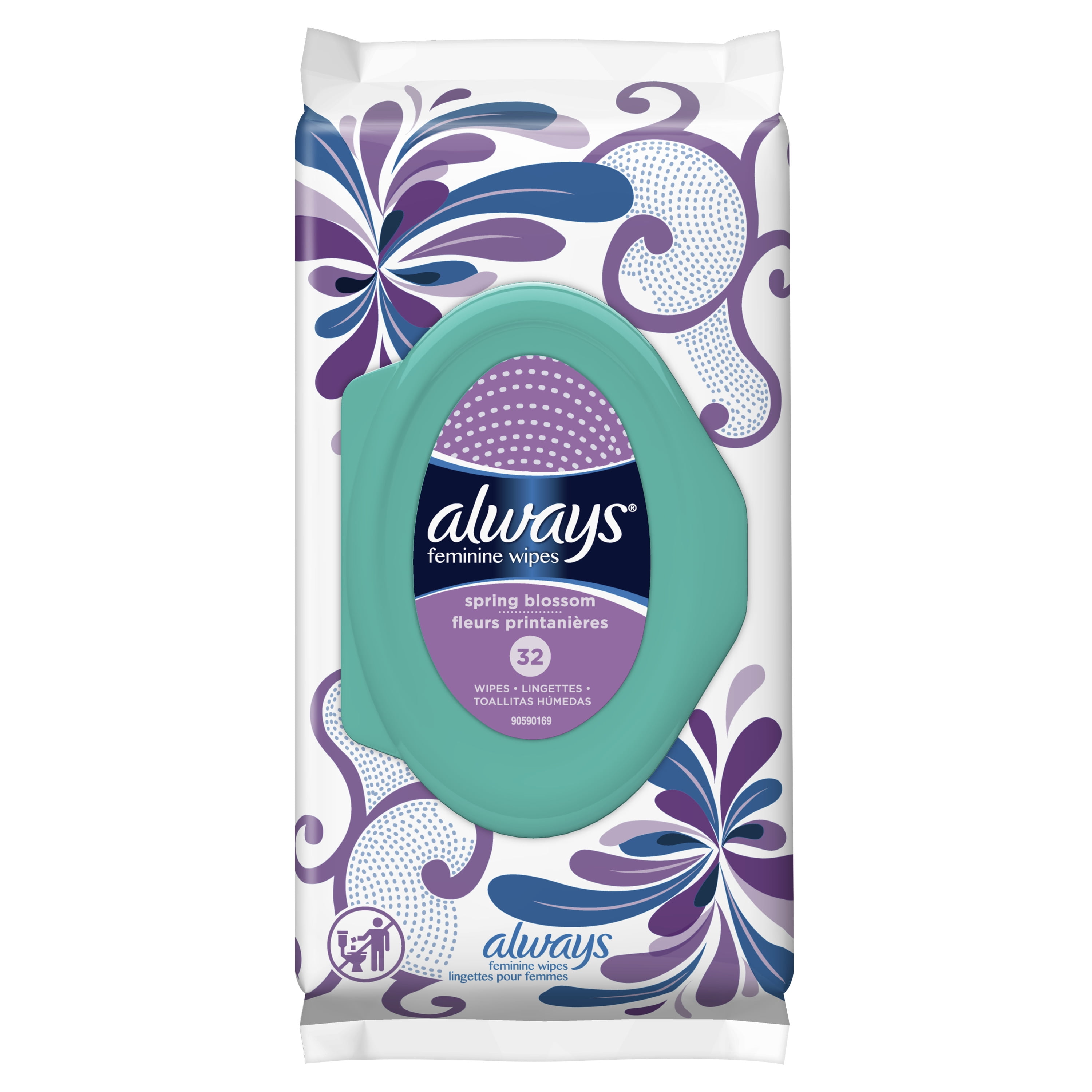 Always Feminine Wipes, Spring Blossom Scent, 32 count