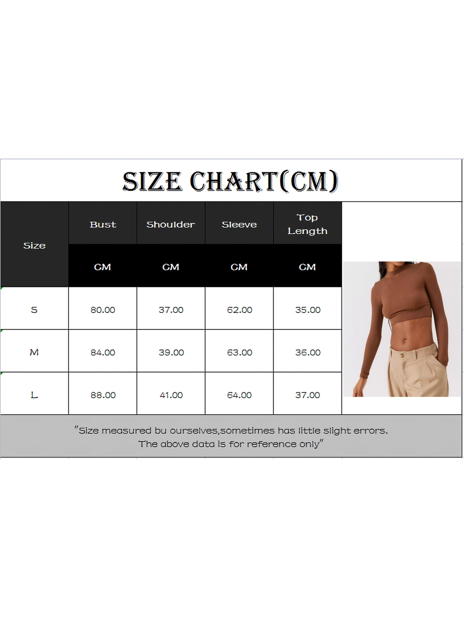 Women Long Sleeve Shirt Casual Solid Color Round Neck Ribbed Crop Tops 