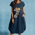 thumbnail image 2 of OAVQHLG3B Pocket Crewneck Giraffe Dress for Women Straight Short Sleeve Midi Dresses Beach Dress Summer Women Vestidos Vestir, 2 of 4
