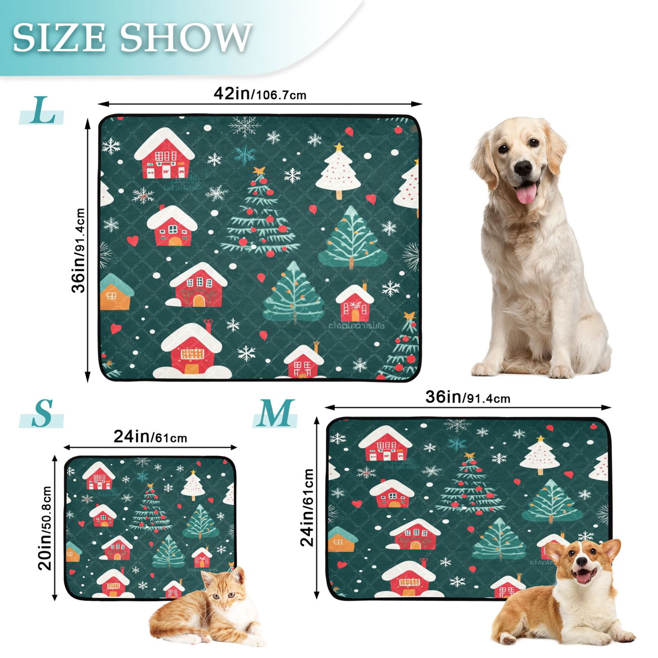 Washable Pet Pee Pads with Super Absorbent Reusable Training Pads for Dogs & Cats Christmas Trees and Houses