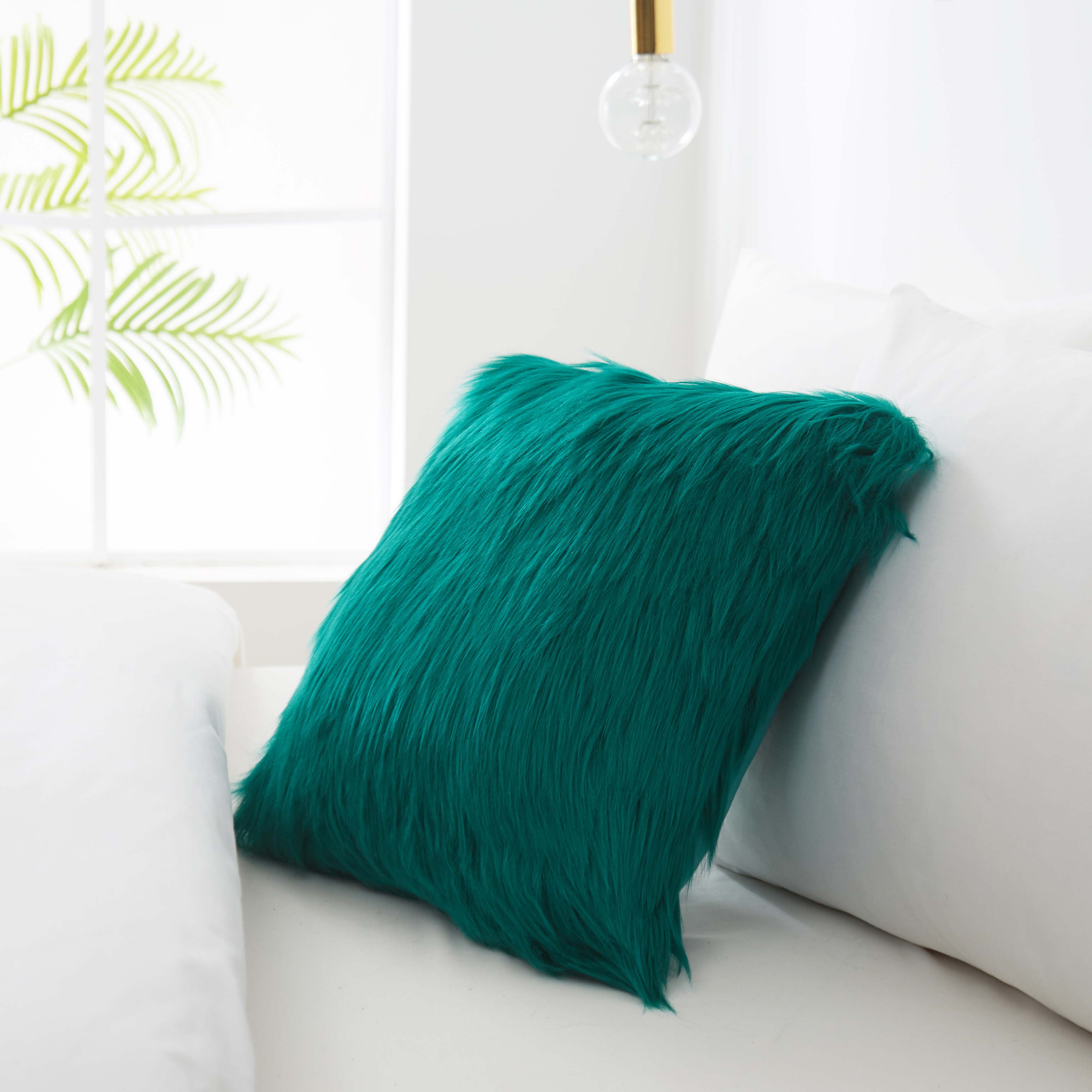 Your Zone Mainstays Flokati Decorative Throw Pillow 16" x 16", Green - image 2 of 3