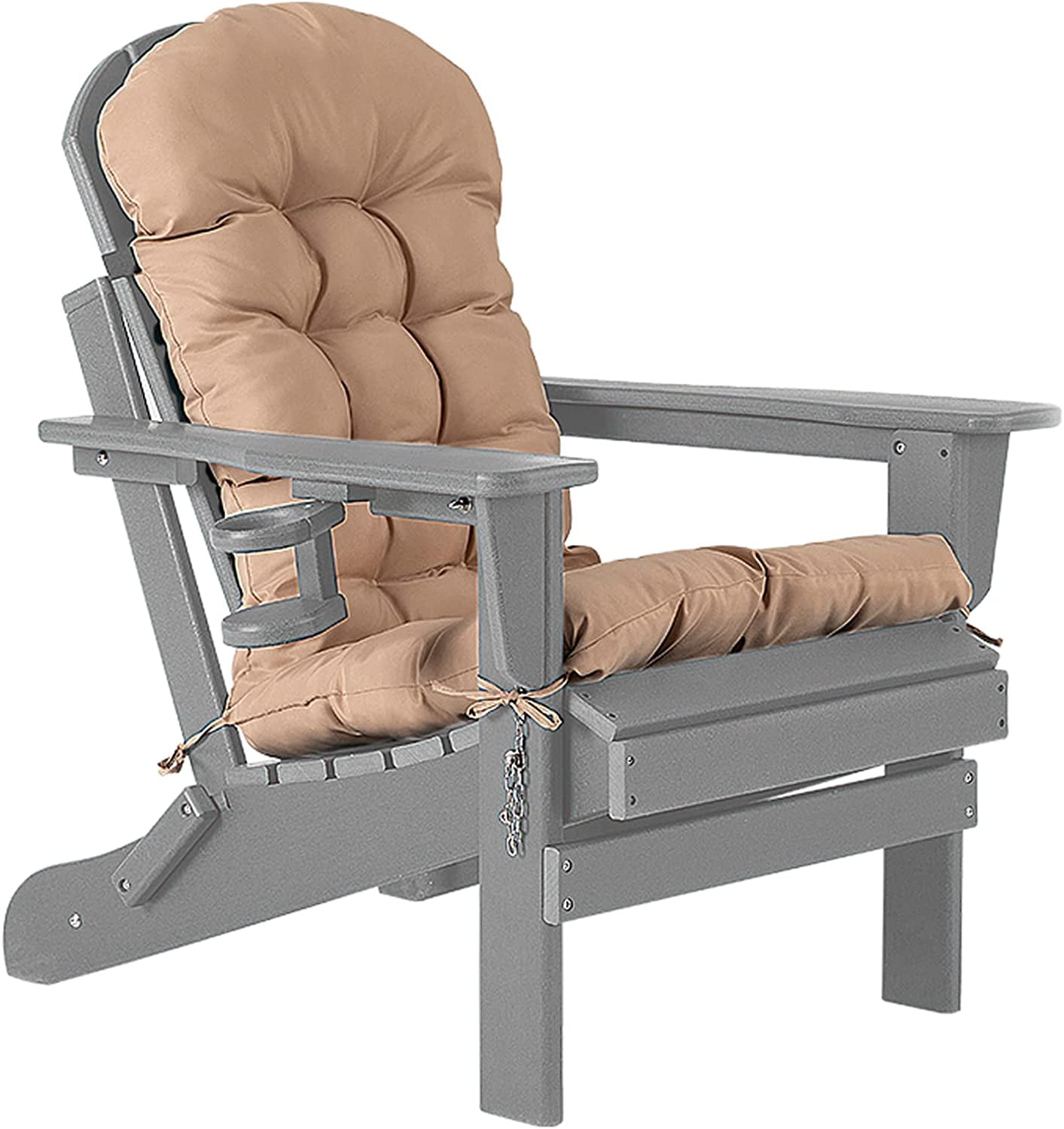 Nalone Folding Adirondack Chair with Cushion with Cup Holder, HDPE