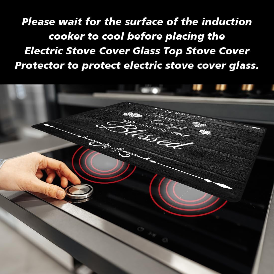 1set Electric Stove Cover 20.47x28.35" Stove Top Cover for Electric Stove Foldable Glass Cooktop Protector Non-Slip Top Protector Mat for Electric Stove(Grateful and Blessed) Colorful