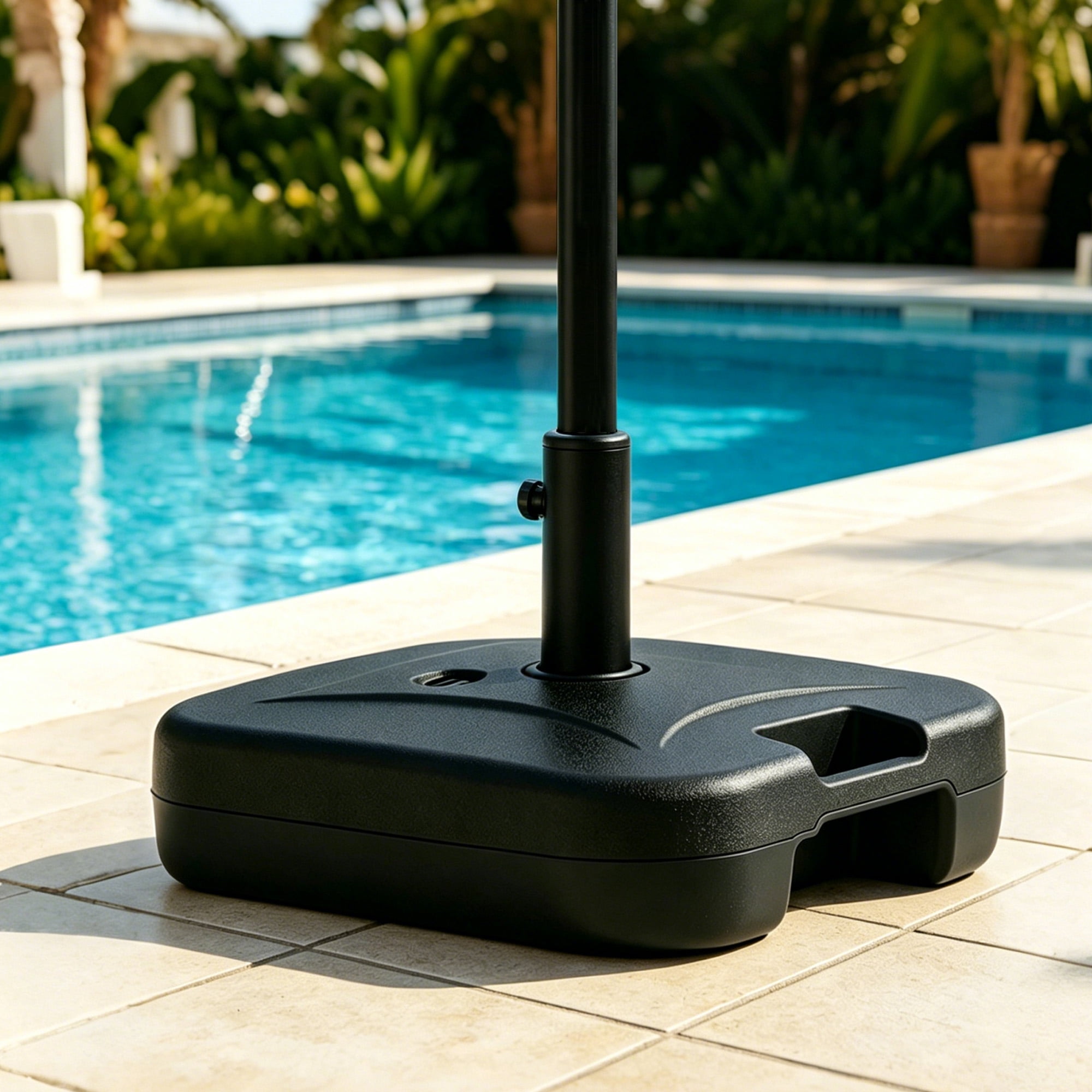KOOL 81 lbs. Square Patio Umbrella Base, Water & Sand Fillable Heavy Duty Outdoor Market Umbrella Stand, Portable Weighted Umbrella Base for 6ft to 11ft Backyard Garden Patio Umbrellas