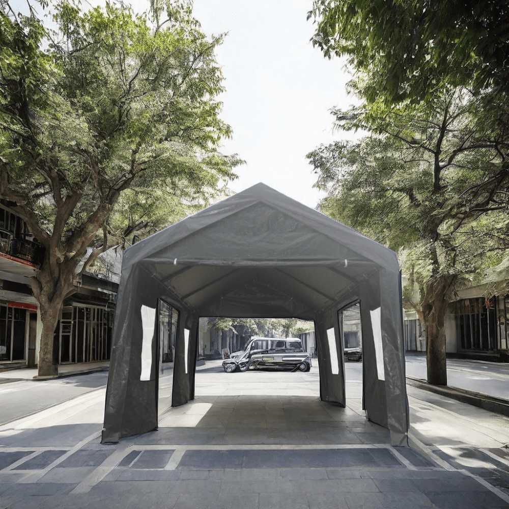 Ataucjin Portable Carport Canopy, 10ftx20ft Heavy Duty Carport Garage, All Weather Carport Canopy With Mesh Windows Door Curtain, Easy Assembly Storage House For Garden