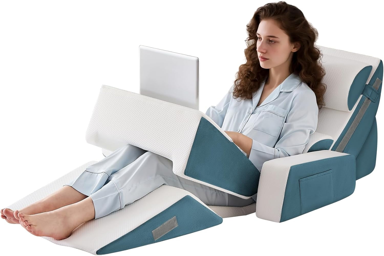 Wedge Pillow 7.5 Inch Memory Foam for Acid Reflux Relief Snoring Support Post Surgery Comfort with Removable Cover