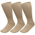 thumbnail image 3 of 3/6 Pairs Men Women Physicians Approved Diabetic Crew Socks Cotton Loose Fitting Non Binding Top Comfortable Wear 9-11 Khaki 3-Pack, 3 of 6