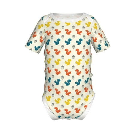 

Yiaed Colorful Squirrel Print Infant Climbing Short Sleeve Onesie One-Piece Baby Bodysuit Clothes 0-12 Months -12 Months