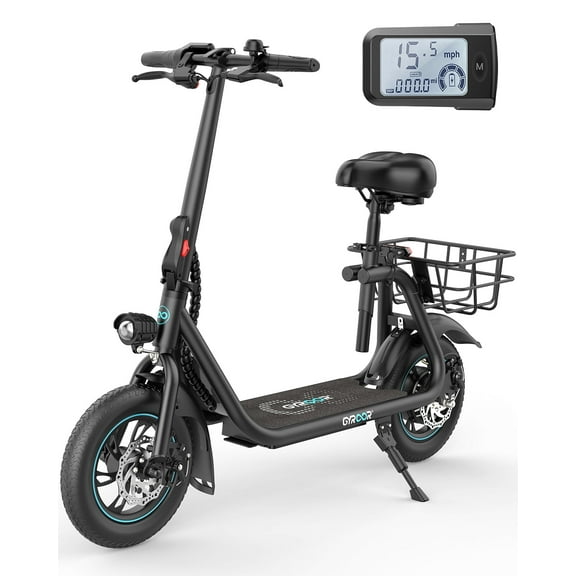 GYROOR Electric Scooter Adults, 20 Miles Range 450W Motor up to 15.5 MPH Speed LCD Display, Electric Scooter with Basket