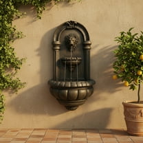 Teamson Home Tiered Lion Outdoor Water Fountain–LED Light with Built-In Electric Pump & Simple Setup, Antique Bronze
