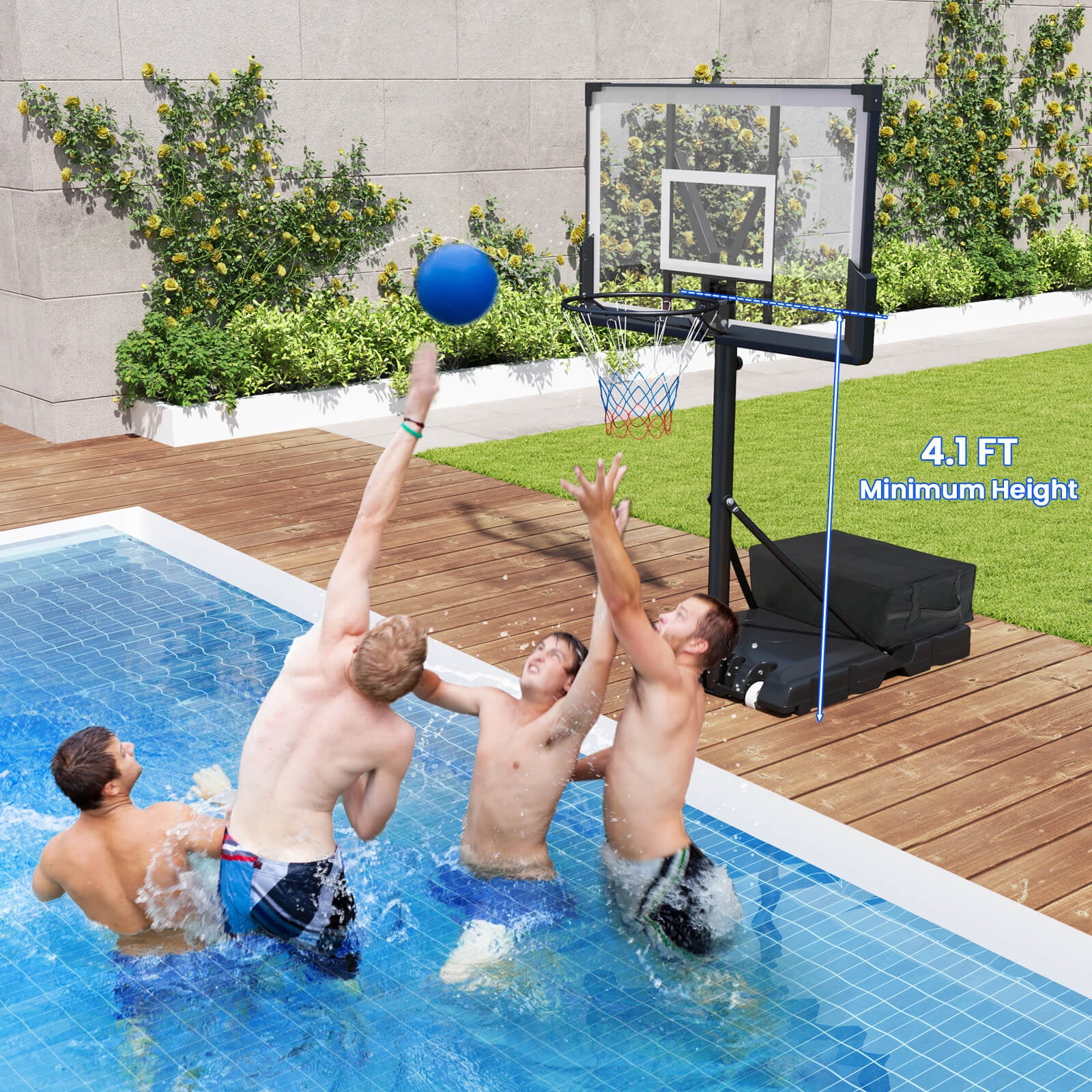 Infans Basketball Hoop Outdoor System w/ 45 Inch Shatterproof PC Backboard Wheels