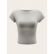 thumbnail image 2 of playera corta de manga casquillo sin espalda para mujer, cuello barco, corte ajustado Gris claro CH Gris claro CH Xishao ropa, 2 of 2