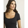 thumbnail image 4 of Joyspun Women's Seamless Slimming Bodysuit with Short Sleeves, 2- Pack, Sizes XS-XXXL, 4 of 14