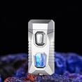 Tepsmf Flame Lighter With 5 Flints Blue Visible Compartment Windproof