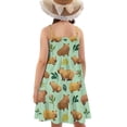 thumbnail image 2 of Uourmeti Sleepy Capybara Print Girls Dresses Little Big Girls Cute Sundress Causal Spaghetti Strap Flowy Tiered Dress 5-6T Party School A Line Short Dress, 2 of 7