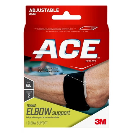 - ACE Brand Tennis Elbow Support, Adjustable, Black, 1/Pack