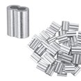 thumbnail image 1 of Uxcell 100-Pack Aluminum Crimping Loop Sleeves, 4mm 1/6 Double Round Barrel Wire Rope Sleeves, 1 of 2