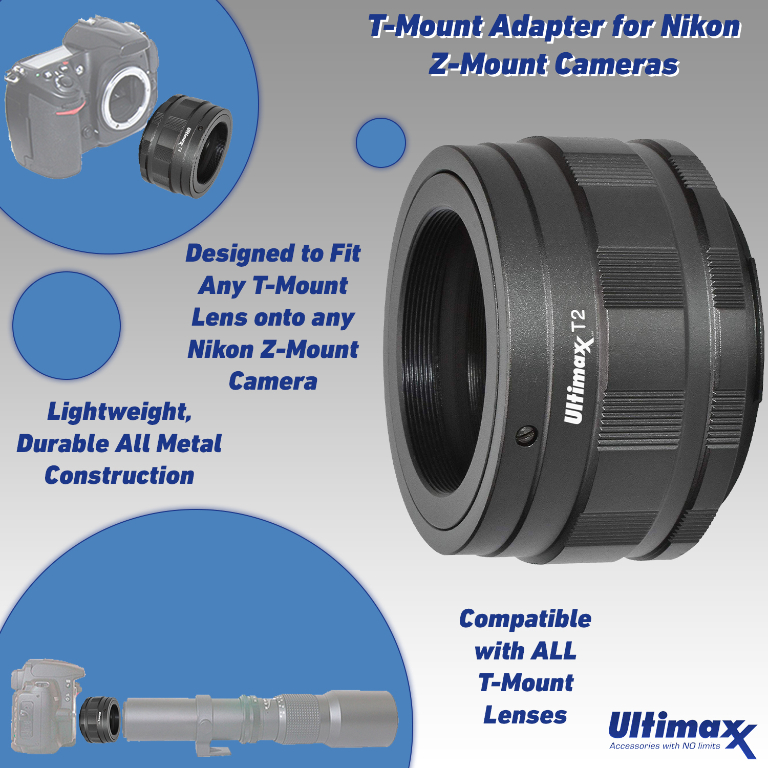 Ultimaxx 500mm f/8 Preset Telephoto Lens for Nikon Z7 Z7II Z6 Z6II Z5 Z50 Mirrorless Camera & Other Z-Mount Cameras with Basic Accessory Bundle - Includes: 2x Converter for T-Mount Lenses & More - image 5 of 6