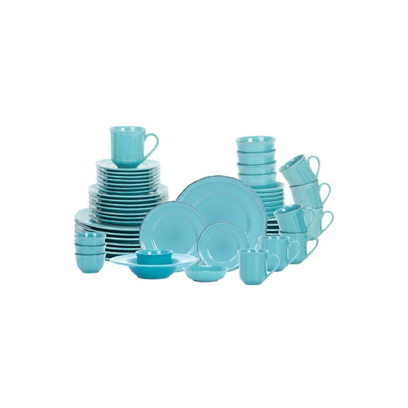 56-Piece Ceramic Cutlery Set - Serves 8 - Microwave and dishwasher available,blue