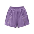 thumbnail image 5 of Zynoxe Shorts for Women with Button Pockets Lightweight Breathable Cotton Linen Shorts Comfort Elastic Waistband Mid-Thigh Wide Leg Shorts Relaxed Loose Fit Solid Color Summer Beach Shorts 3XL, 5 of 7