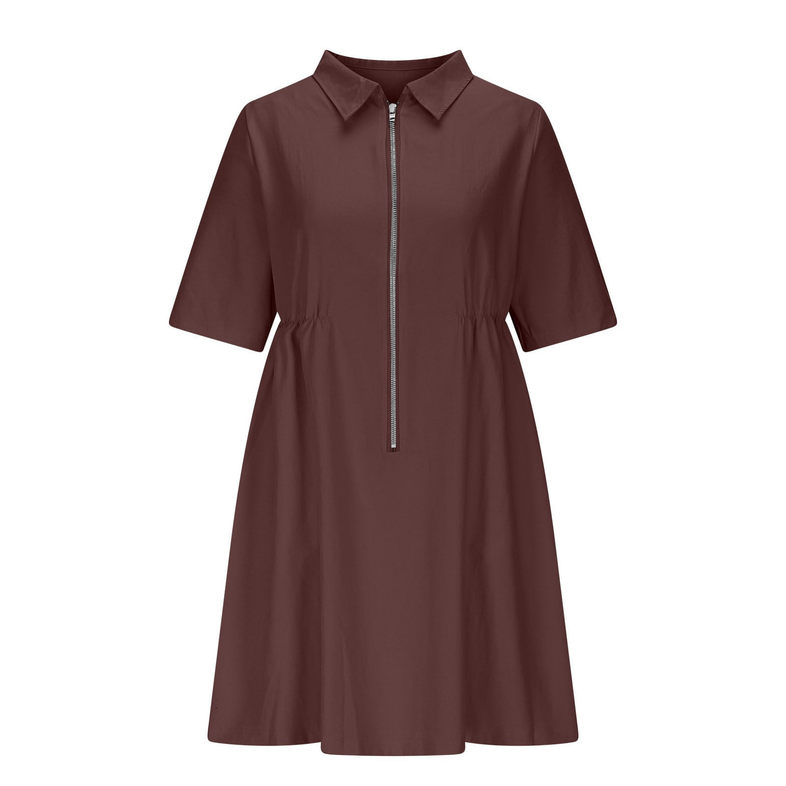 Women Short Sleeve Zipper Casual Dress Loose Athletic Dresses Solid Zip Up Summer Sundress 2025 Fashion